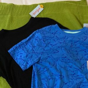Awesome blue shark T-shirt and one black long sleeve soft shirt